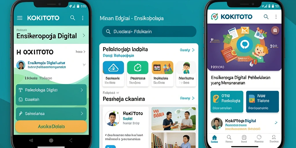 Antarmuka KOKITOTO menampilkan berbagai kategori topik Ensiklopedia.