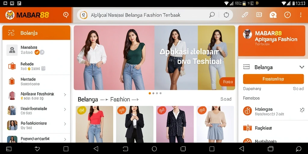 Antarmuka aplikasi MABAR88 yang menarik dan mudah digunakan untuk belanja fashion.