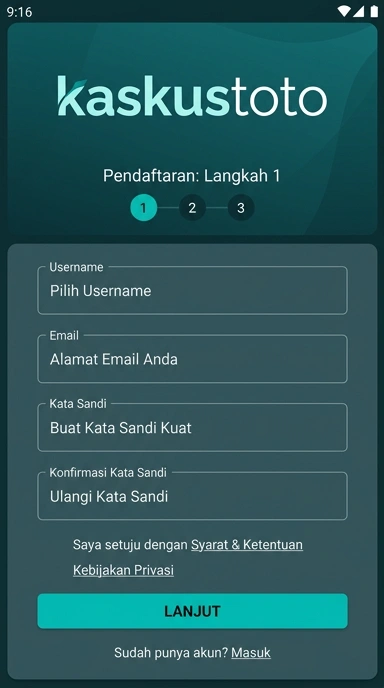 Tampilan halaman daftar kaskustoto