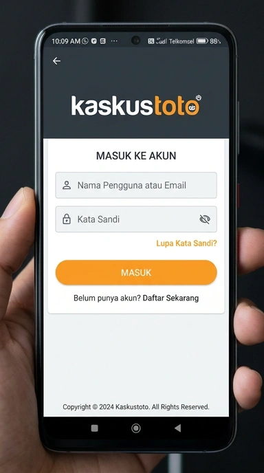 Tampilan halaman login kaskustoto